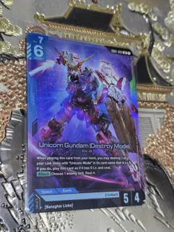Gundam Card Game Newtype Rising Unicorn Gundam (Destroy Mode) GD01-002 LR - Image 1