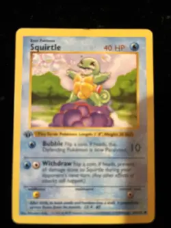 1999 Pokemon TCG Squirtle Base Set 63/102 Shadowless Common Card - Image 1