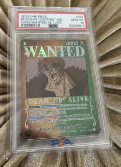 One Piece Card Eustass Captain Kid OP01-051 Special Art OP03 Eng - PSA 10 GEM MT - Image 1