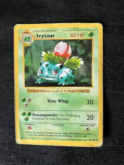 Ivysaur Vine Whip/Poisonpowder 60 HP Pokemon TCG Card 30/102 - Shadowless - Image 1