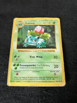 Ivysaur Vine Whip/Poisonpowder 60 HP Pokemon TCG Card 30/102 - Shadowless - Image 3