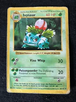 Ivysaur Vine Whip/Poisonpowder 60 HP Pokemon TCG Card 30/102 - Shadowless - Image 4