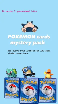 Pokemon Card Mystery Packs/ 15 CHASE CARDS/ 1 IN 10 CHANCE / 20 CARDS 3 PULLS - Image 1