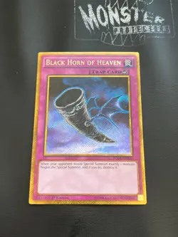 YUGIOH BLACK HORN OF HEAVEN GOLD SECRET RARE PGL3-EN035 1ST EDITION - Image 1