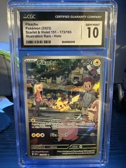 CGC 10 Pikachu 2023 Scarlet & Violet 151 173/165 Illustration Rare Pokemon Card - Image 1