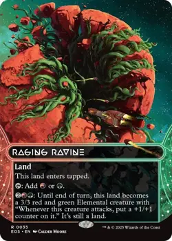 NM Borderless Raging Ravine, MTG, Edge of Eternities, Magic the Gathering, 35 - Image 1