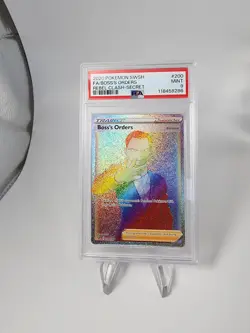 PSA 9 BOSS'S ORDERS #200 POKEMON SWSH REBEL CLASH SECRET RARE FULL ART RAINBOW - Image 1