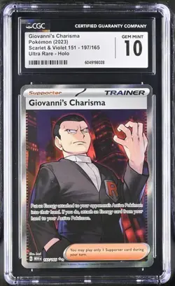 CGC 10 GEM MINT Giovannis Charisma 197/165 Full Art SV 151 Pokemon Card 2023 - Image 1