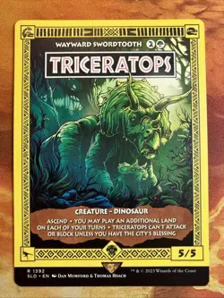MTG Borderless Triceratops - Wayward Swordtooth Secret Lair: X Jurassic World!! - Image 1
