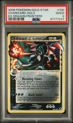 PSA 2 - Pokemon EX Dragon Frontiers Charizard Gold Star Holo 100/101 - Image 1