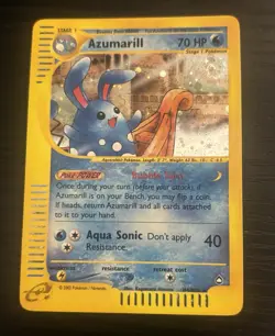 Pokemon TCG Azumarill Aquapolis Set Holo Foil #H4/H32 NM w/ Swirl - Image 1