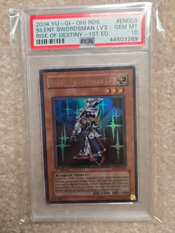 YuGiOh Silent Swordsman LV3 RDS Ultra Rare 1st Edition PSA 10 Rise of Destiny US - Image 1