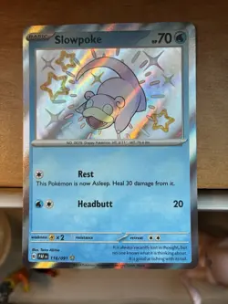 Slowpoke 116/091 SV: Paldean Fates NM Baby Shiny Rare Pokemon TCG Card NM - Image 1