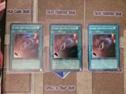 YUGIOH 3X CARD DESTRUCTION SDY-042 SUPER UNLIMITED ED LP 1996 - Image 1
