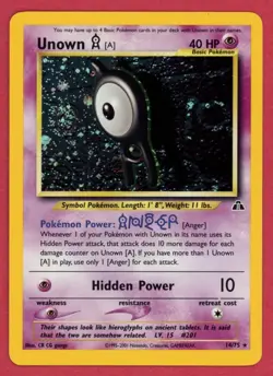 *SWIRL* Unown (A) Holo 014/075 Neo Discovery 2001 English Pokemon Card - MP - Image 1