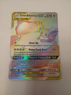 Eevee & Snorlax GX 191/181 Team Up Holo Hyper Rare (Secret) Pokemon Card - Image 1