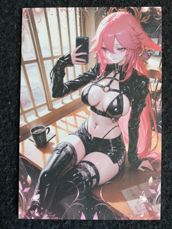 Matchmaker 2 Spicy Waifu NSFW A5 Size Card Board Yae Miko Genshin Impact Leather - Image 1