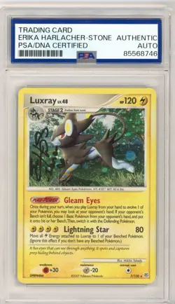 PSA Erika Harlacher Stone Signed Luxray 7/130 Diamond and Pearl Holo Pokemon TCG - Image 1