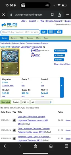 Gible 94/113 Pokemon card BW Legendary Treasures common NM - Image 3