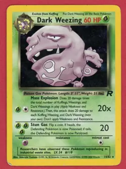 Pokemon Team Rocket Dark Weezing 14/82 Holo Rare Vintage WoTC DMG/HP Damaged - Image 1