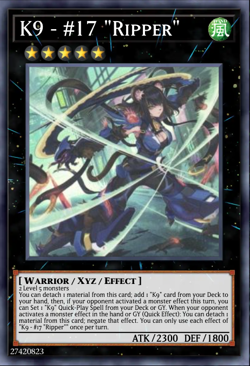 Yugioh! K9-17 "Ripper" *COLLECTOR'S RARE* Justice Hunters JUSH-EN035 PREORDER - Image 1