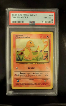 PSA 8 NM - MINT 1999 BASE SET POKEMON CHARMANDER 46/102 #46 WOTC TCG GRADED CARD - Image 1