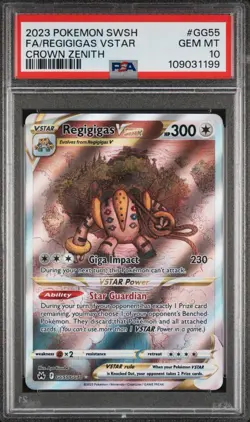 Regigas VSTAR PSA 10 English Pokemon Card GG55/GG70 Crown Zenith 2023 Full Art - Image 1