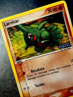 Larvitar 61/115 LP Reverse Poke Ball Holo EX Unseen Forces Stamp Pokemon Card! - Image 1