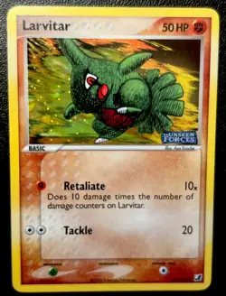 Larvitar 61/115 LP Reverse Poke Ball Holo EX Unseen Forces Stamp Pokemon Card! - Image 2