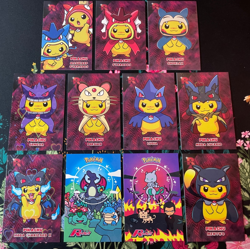Hearts Holo❤x11 Pikachu Poncho Pokemon Cards Lot Team Rocket Card Database Peru - Image 1