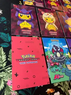 Hearts Holo❤x11 Pikachu Poncho Pokemon Cards Lot Team Rocket Card Database Peru - Image 2