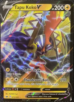 Tapu Koko V 072/202 Swsh01: Sword & Shield Holo - Pokemon Card - Image 1