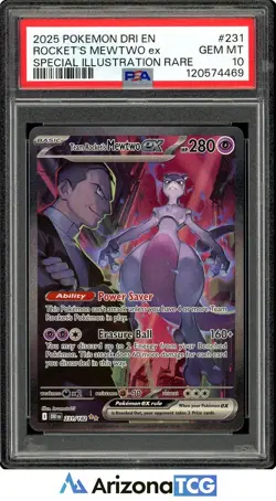 Pokemon 2025 Team Rocket's Mewtwo ex 231/182 SIR Destined Rivals GEM MINT PSA 10 - Image 1