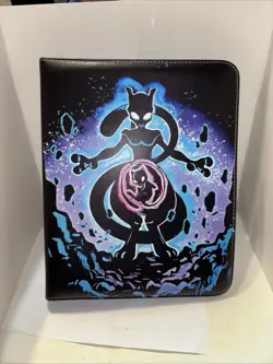 Pokemon Card Binder Mewtwo Black 50 Sheet 400 Card Holder Zipper Close - Image 1