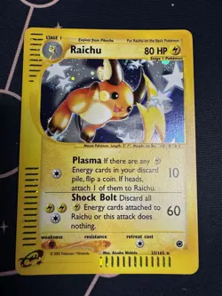 Pokemon Raichu TCG Card Expedition Rare Foil NM Mint Holo Pikachu 25/165 - Image 2