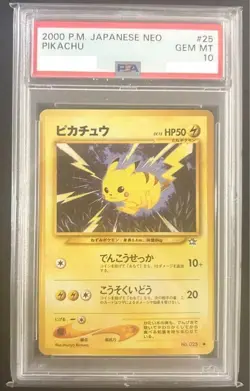 PSA 10 Pikachu #025 Pokemon Card Japanese Old Back Neo 2000 GEM MT Rare Japan - Image 1