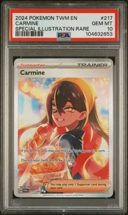 2024 POKEMON TWM EN-TWILIGHT MASQUERADE SPECIAL ILLUSTRATION RARE CARMINE PSA 10 - Image 1