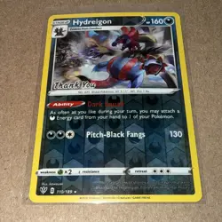 Pokemon TCG Hydreigon 110/189 "Thank You" Stamped Promo Reverse Holo - Image 1