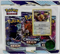 Pokemon TCG Eevee Sword + Shield Chilling Reign Three Booster Blister NEW Sealed - Image 2