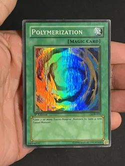 Yugioh Polymerization LOB-059 Super Rare 1st Edition WAVY Faded - Image 2