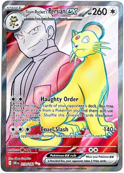 Team Rockets Persian ex 219/182 Ultra Rare Pokemon Card 2025 Destined Rivals NM+ - Image 1