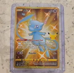 Mew HP 60 Mysterious Tail 025/025 Gold Foil Fan Art 2021 Pokemon Card - Image 1