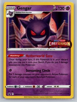 Pokemon GENGAR SWSH241 - Lost Origin - PRERELEASE HOLO PROMO (NM-) 0018 - Image 1