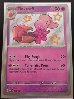 1x Tinkatuff 166/091 Pokemon SV: Paldean Fates NM - Image 1