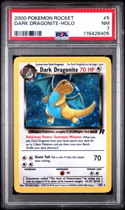 2000 POKEMON ROCKET #5 DARK DRAGONITE-HOLO PSA 7 - Image 1