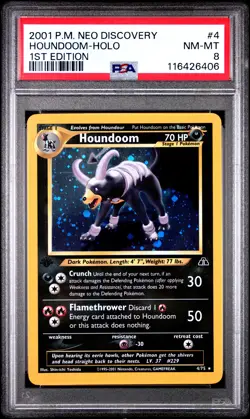 2001 POKEMON NEO DISCOVERY 1ST ED #4 HOUNDOOM-HOLO PSA 8 - Image 1