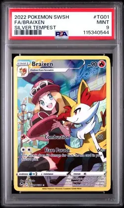 2022 FA/BRAIXEN TG01 POKEMON SILVER TEMPEST PSA 9 MINT - Image 1
