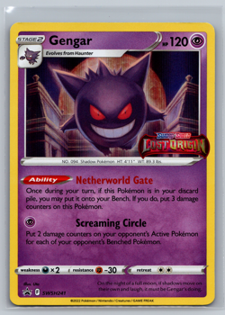 Pokemon GENGAR SWSH241 - Lost Origin - PRERELEASE HOLO PROMO (NM-) 008 - Image 1