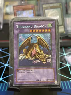 Yugioh Thousand Dragon MRD-143 Unlimited Secret Rare REVERSE FOIL MISPRINT - LP - Image 1
