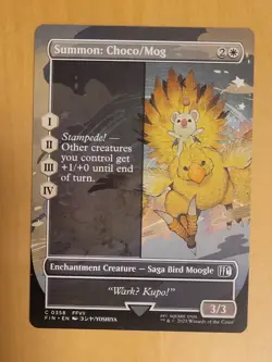NM Borderless Summon: Choco/Mog (MTG Final Fantasy, White Common) - Image 1
